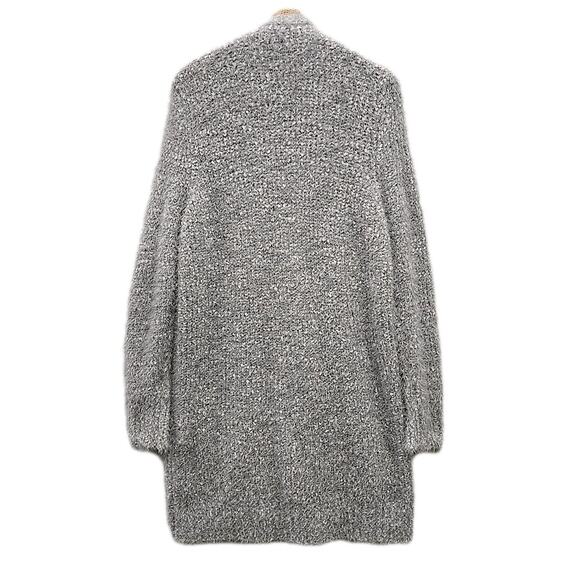 I.N.C. Concepts Womens Boucle Long Cardigan Sweater Size XL Silver Gray Plush - Picture 2 of 7